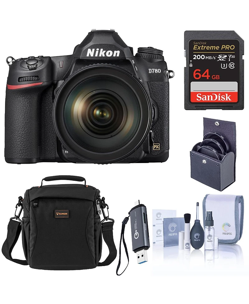 Nikon D780 Fx-Format Dslr Camera with Af-s Nikkor 24-120mm f/4G Ed Vr Lens, Bunde with 64GB Memory Card, 77mm Filter Kit and Bag