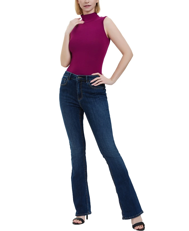 Kimi + Kai Women's Turtleneck Sleeveless Bodysuit Top