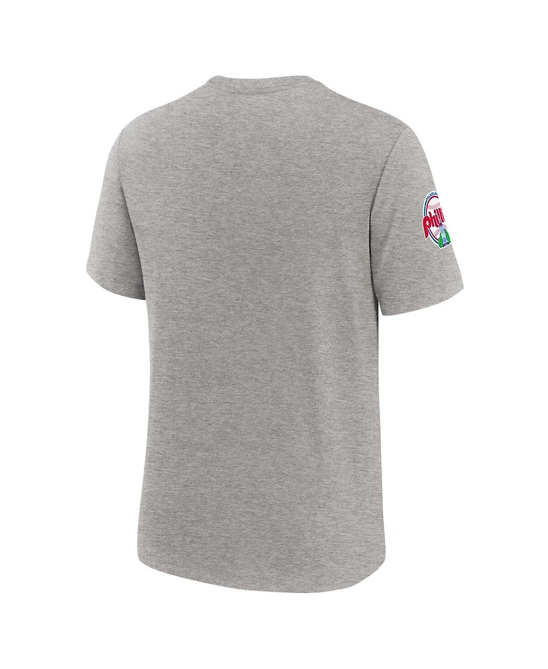 Nike Men's Heather Gray Philadelphia Phillies Cooperstown Collection Eras Tri-Blend T-Shirt