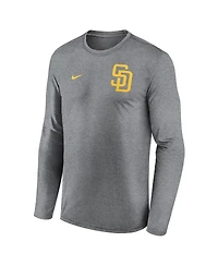 Nike Men's Heather Charcoal San Diego Padres 2-Hit Legend Performance Long Sleeve T-Shirt