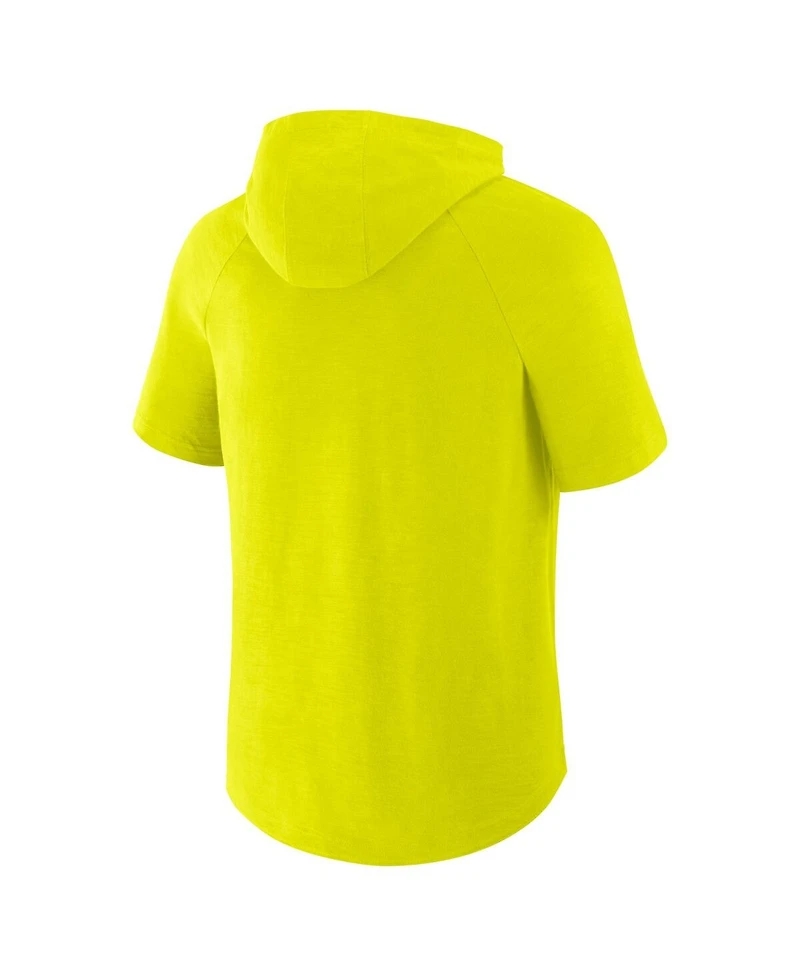 Fanatics Men's Yellow Nashville Sc Hat Trick Stadium Slub Raglan Short Sleeve Pullover Hoodie