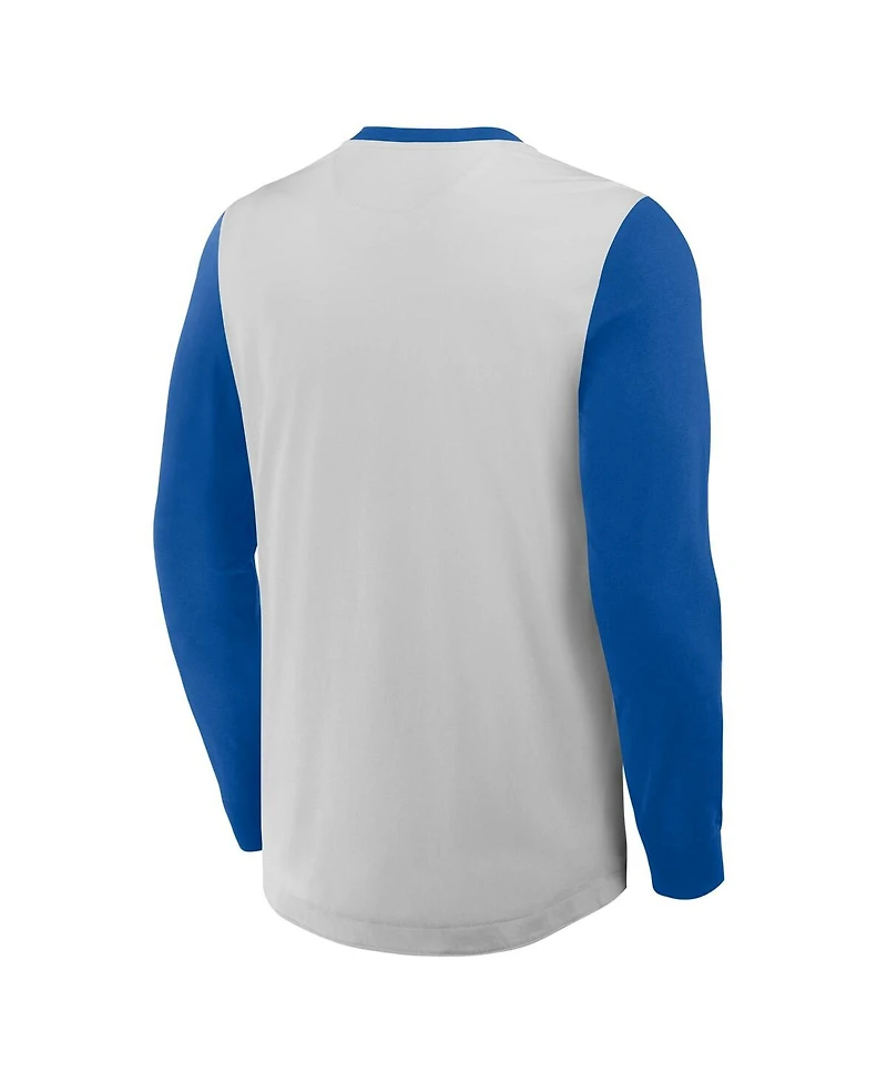 Fanatics Men's Gray/Royal New York Mets Clubhouse Long Sleeve Henley T-Shirt