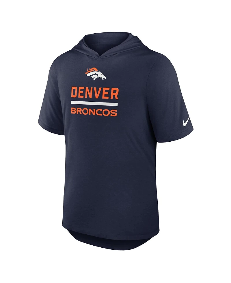 Nike Men's Navy Denver Broncos Lockup Tri-Blend Hoodie T-Shirt