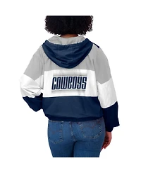 Wear By Erin Andrews Women's Navy Dallas Cowboys Plus Color Block Full-Zip Windbreaker Jacket