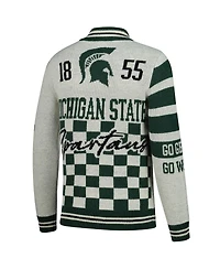 Colosseum Men's and Women's Cream Michigan State Spartans Wild Collective Button-Up Jacquard Sweater