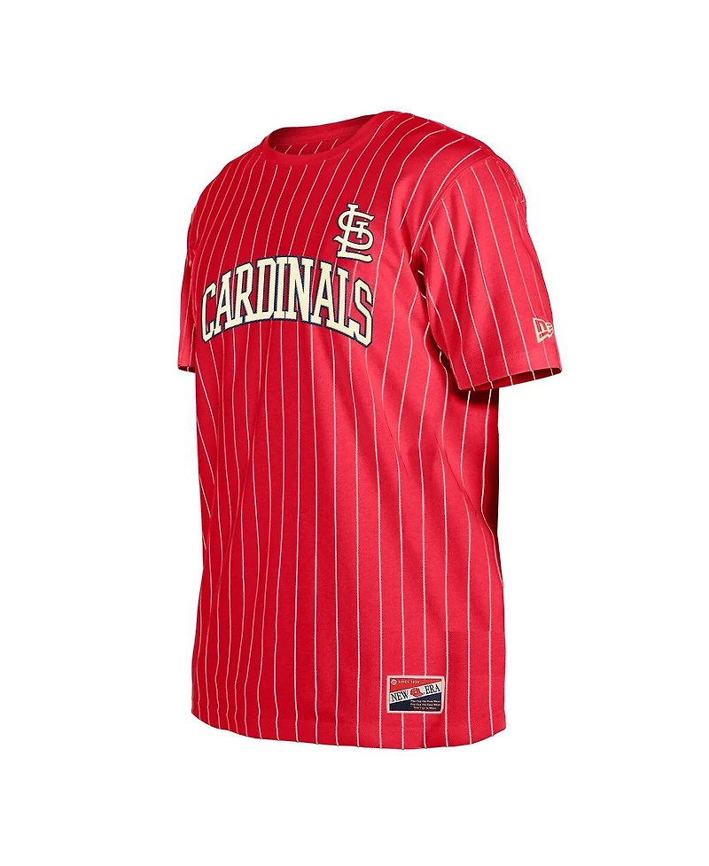 New Era Men's Red St. Louis Cardinals Throwback Pinstripe T-Shirt