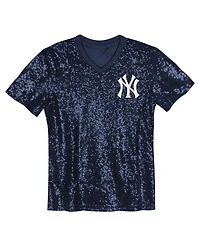 Outerstuff Juniors Aaron Judge Navy New York Yankees Name Number Sequin V-Neck Top