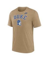 Nike Men's Heather Light Brown Duke Blue Devils Legacy Arch Tri-Blend T-Shirt