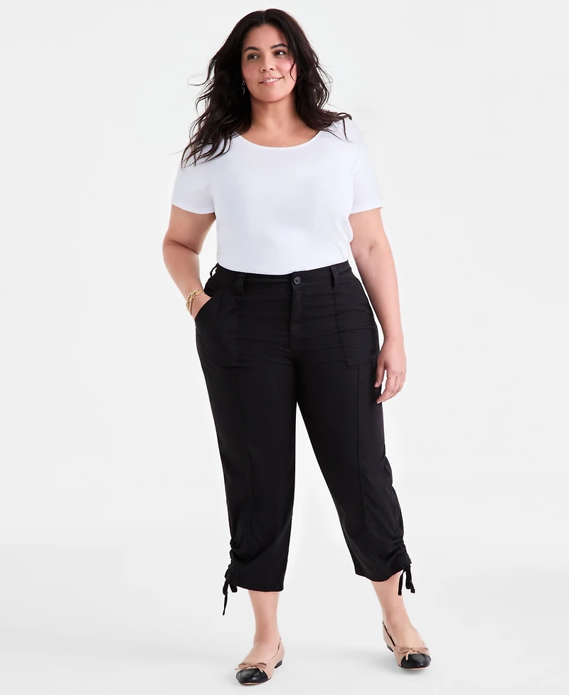 Style & Co Plus Tie-Hem Cropped Utility Pants, Exclusively at Macy's