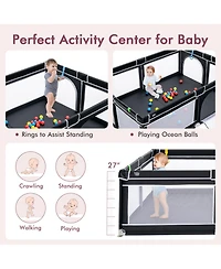 Costway Baby Playpen Extra-Large Safety Fence w/ Ocean Balls & Rings