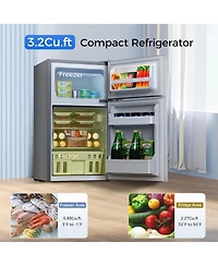 Cowsar 3.2 cubic foot mini fridge with separate freezer compartment and double door design is perfect for a basement, apartment, dorm room or office