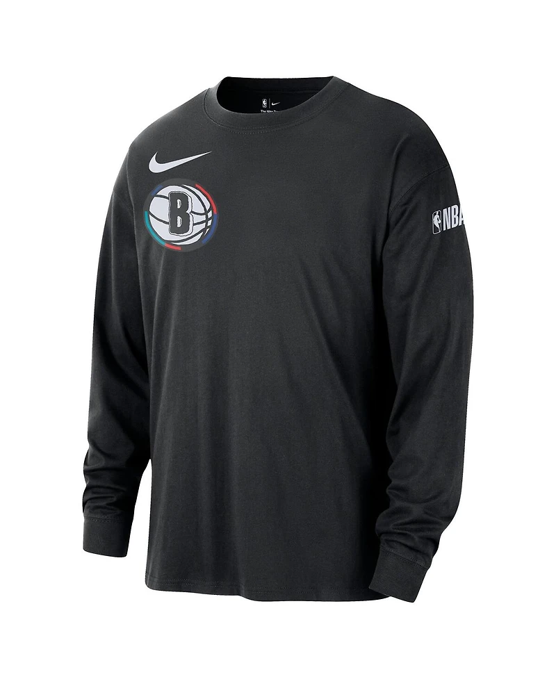 Nike Men's Black Brooklyn Nets 2024/25 City Edition Courtside Max90 Heavyweight Long Sleeve T-Shirt