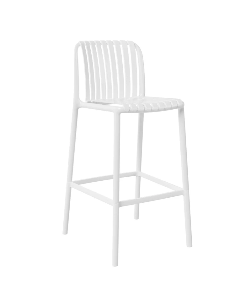 29.5" Outdoor Modern Polypropylene Plastic Patio Bar Height Stools (Set of 2)