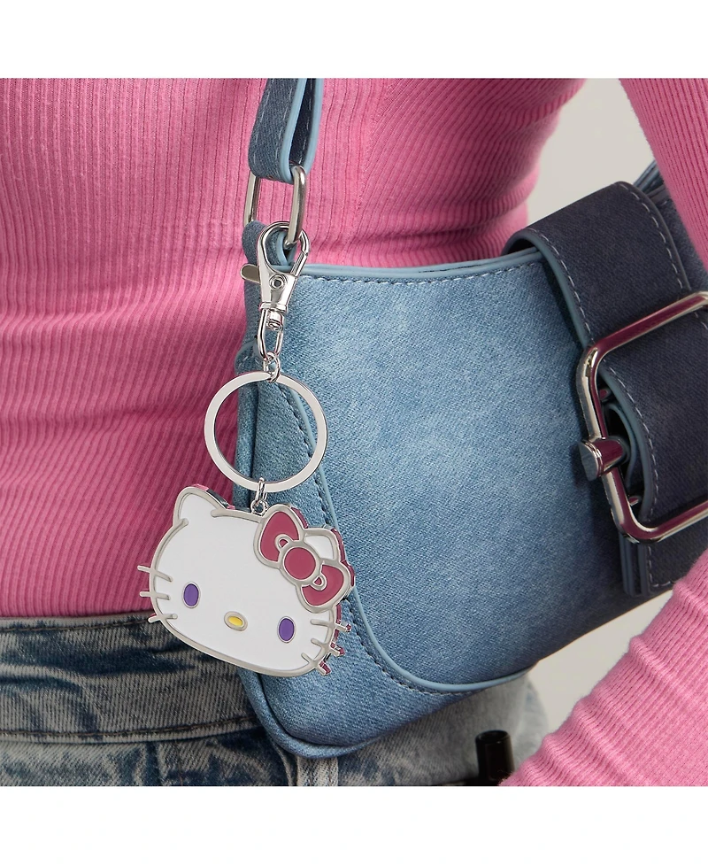 Hello Kitty Face Metal Keychain with Classic Bow