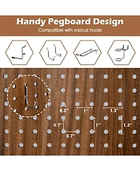 Rotating Pegboard Display with 360° Metal Hinges – Solid Wood Frame for Retail or Home Organization