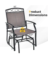 4pcs Patio Glider Set Single Swing Rocking Chair Heavy-Duty Metal Frame Outdoor