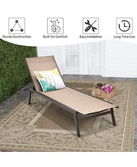 2 Pcs Patio Lounge Chair Chaise Recliner Back Adjustable Garden