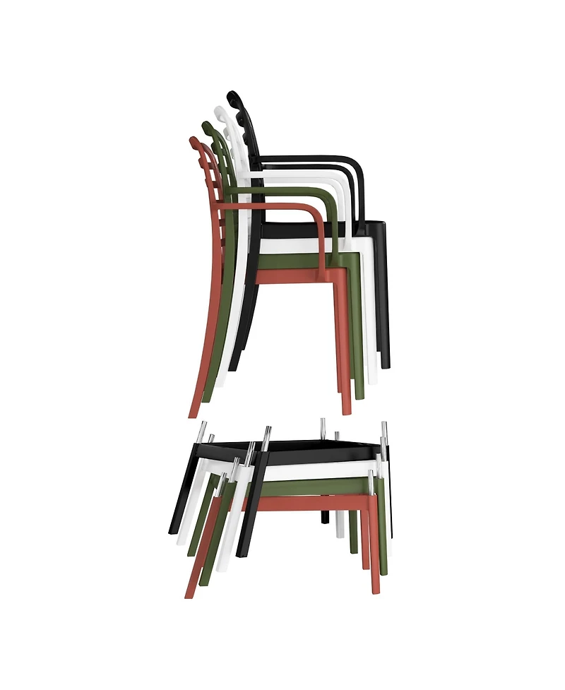 29.5" Outdoor Polypropylene Plastic Patio Bar Height Stools (Set of 2)