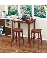 3-Piece Bar Table Set with Pub Table and 2 Saddle Stools
