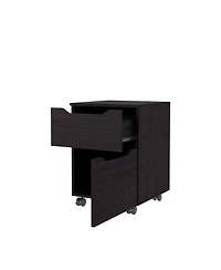 Newriver Nightstand with 1 Door and 1 Drawer , Wengue