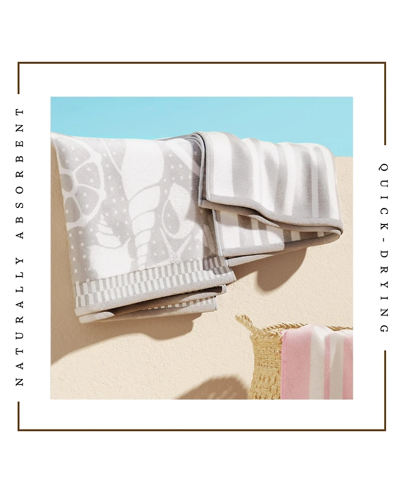 Linery & Co. 100% Cotton Jacquard 2 Pack Summer Beach Towels, 30" x 60"