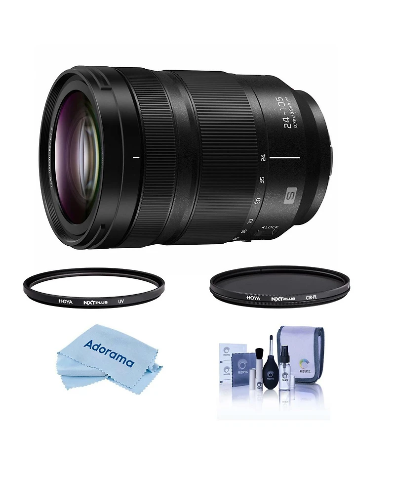 Panasonic Lumix S 24-105mm f/4 O.i.s. Lens for L Mount, Bundle with Hoya Nxt Plus 77mm Uv+Cpl Filter Kit, Cleaning Kit, Cleaning Cloth