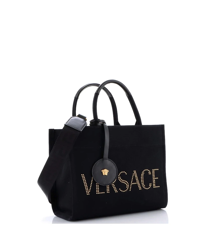 Pre-Owned Versace Medium La Medusa Tote Studded Canvas