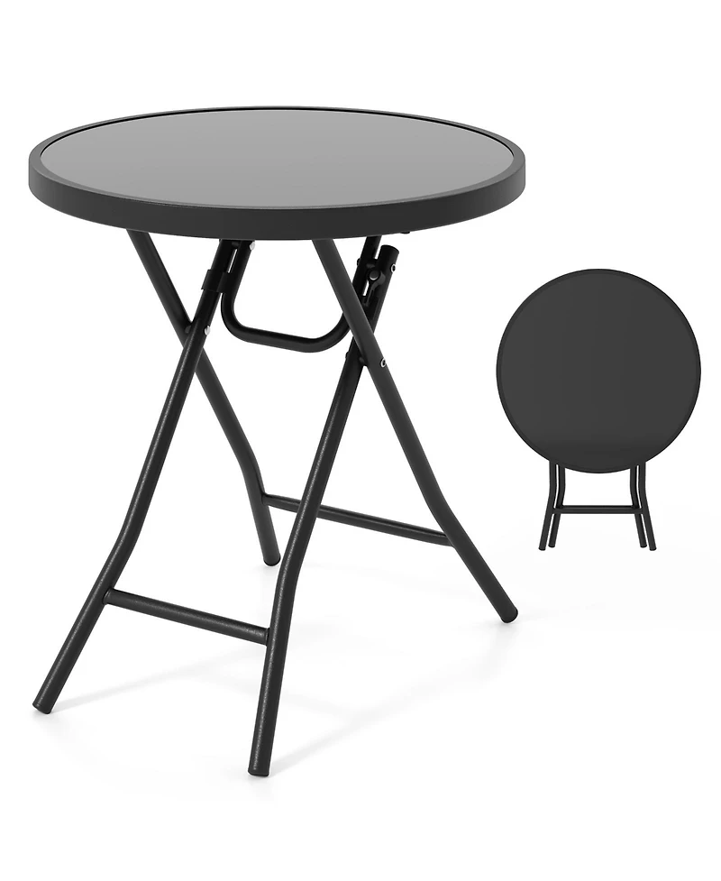 Folding Side Table Patio Round Compact Coffee