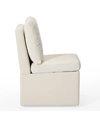Modern Upholstered Chenille Armless Dining Chairs With Casters (Set of