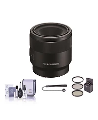Sony Fe 50mm f/2.8 Macro Lens for Sony E, Bundle with 55mm Filter Kit, Cleaning Kit, Lens Cap Tether