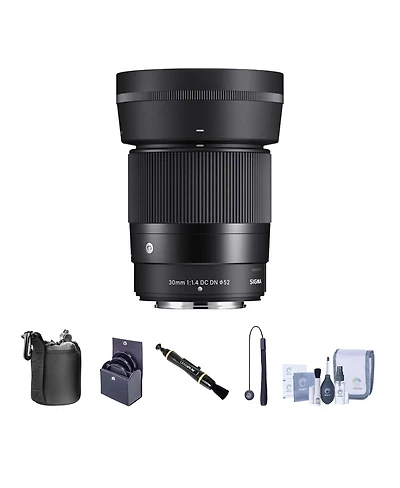 Sigma 30mm f/1.4 Dc Dn Contemporary Lens for Nikon Z Bundle with 52mm Filter Kit, Lens Pouch, Lens Cleaner, Cleaning Kit, Lens Cap Tether