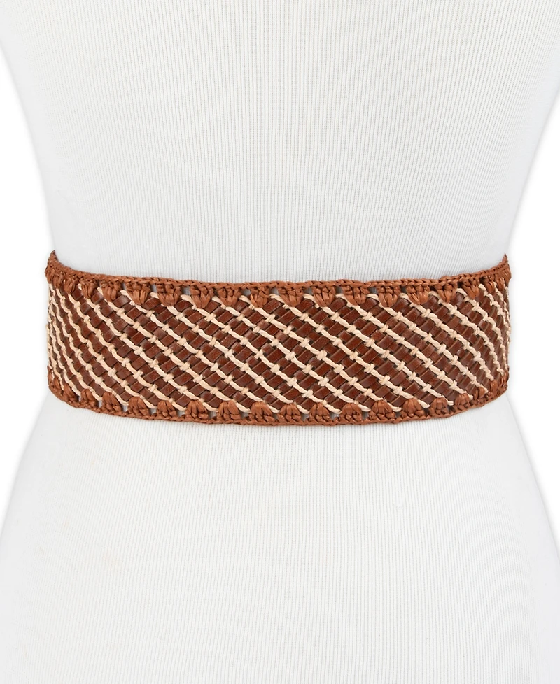 Sam Edelman Women's Raffia and Leather Woven Belt