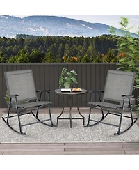 2 Pcs Patio Folding Rocking Chair Heavy-Duty Metal Frame Rockers Outdoor