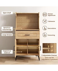 Coffee Bar Cabinet with Pegboard Storage Drawer and Adjustable Shelf