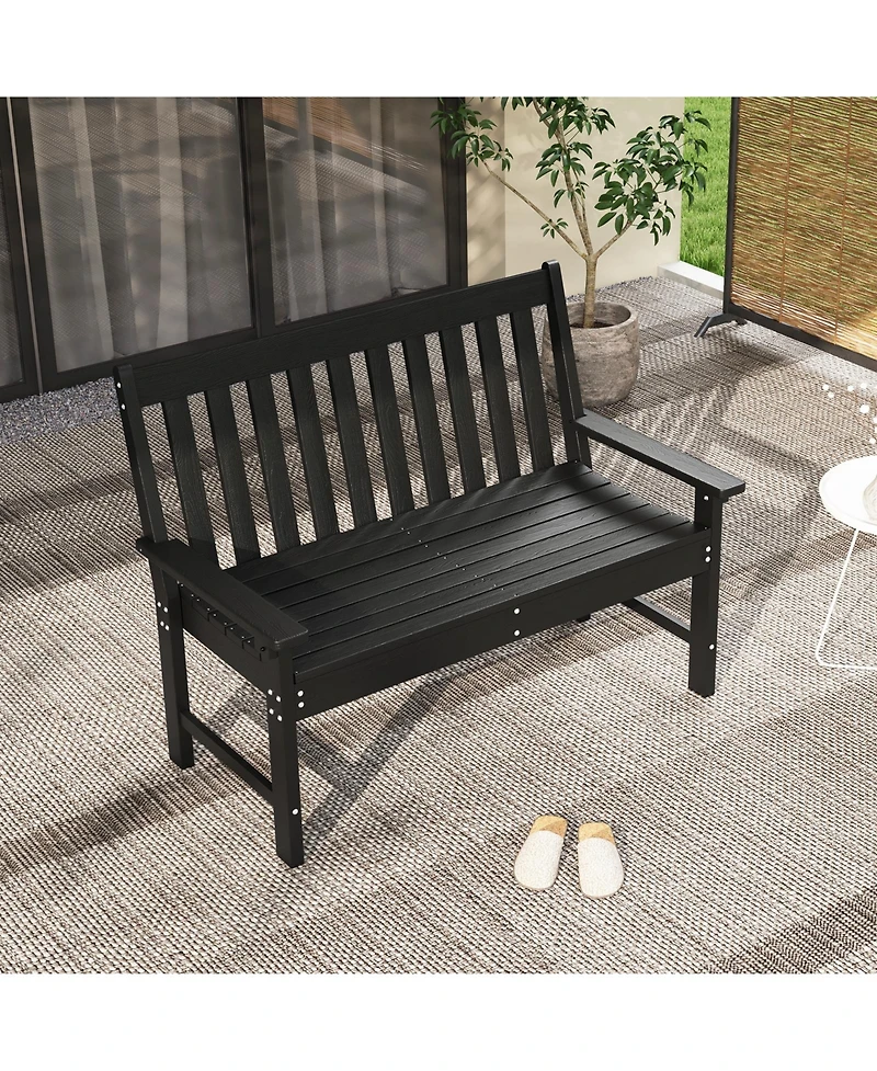 All-Weather Hdpe Outdoor Bench with Backrest and Armrests
