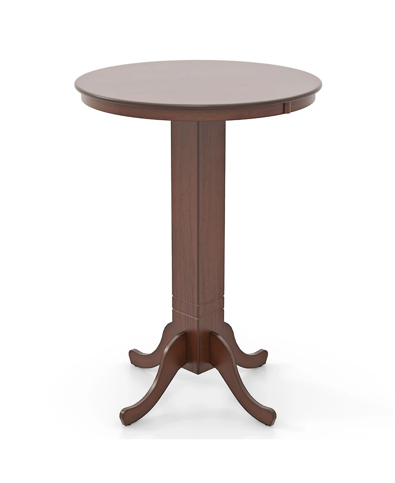 Wood Pub Round Dining Table with Pedestal Base