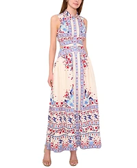 1.state Women's Printed Button Cutout Sleeveless Maxi Dress