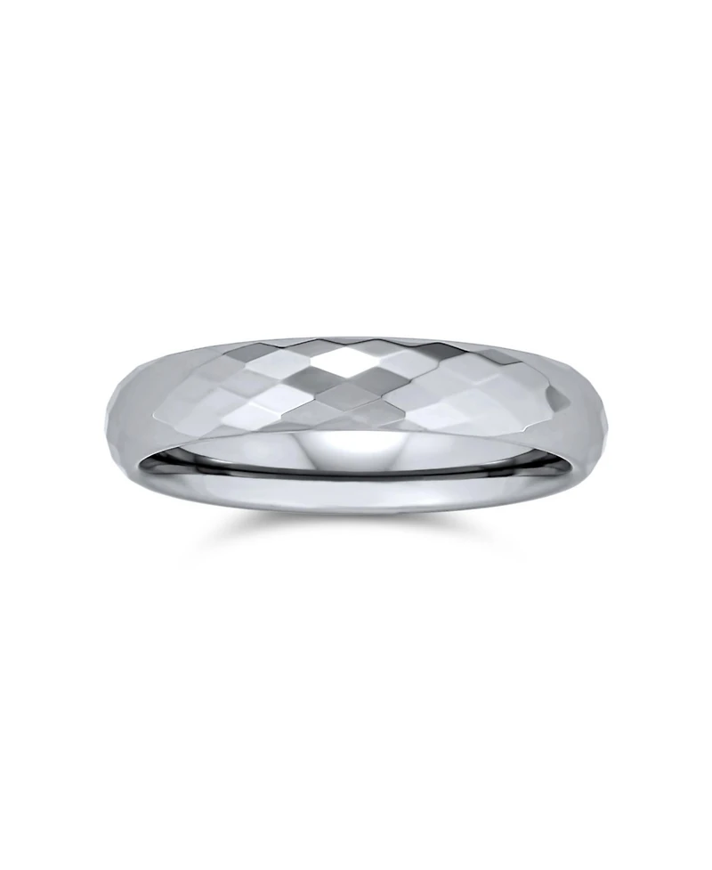 Bling Jewelry Multi Faceted Prism Cut Titanium Band Rings Silver Tone Comfort Fit 4MM