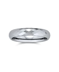 Bling Jewelry Multi Faceted Prism Cut Titanium Band Rings Silver Tone Comfort Fit 4MM