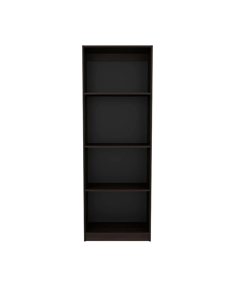 Bear Flat Bookcase with Open Storage and 4 Shelves ,Stained Walnut