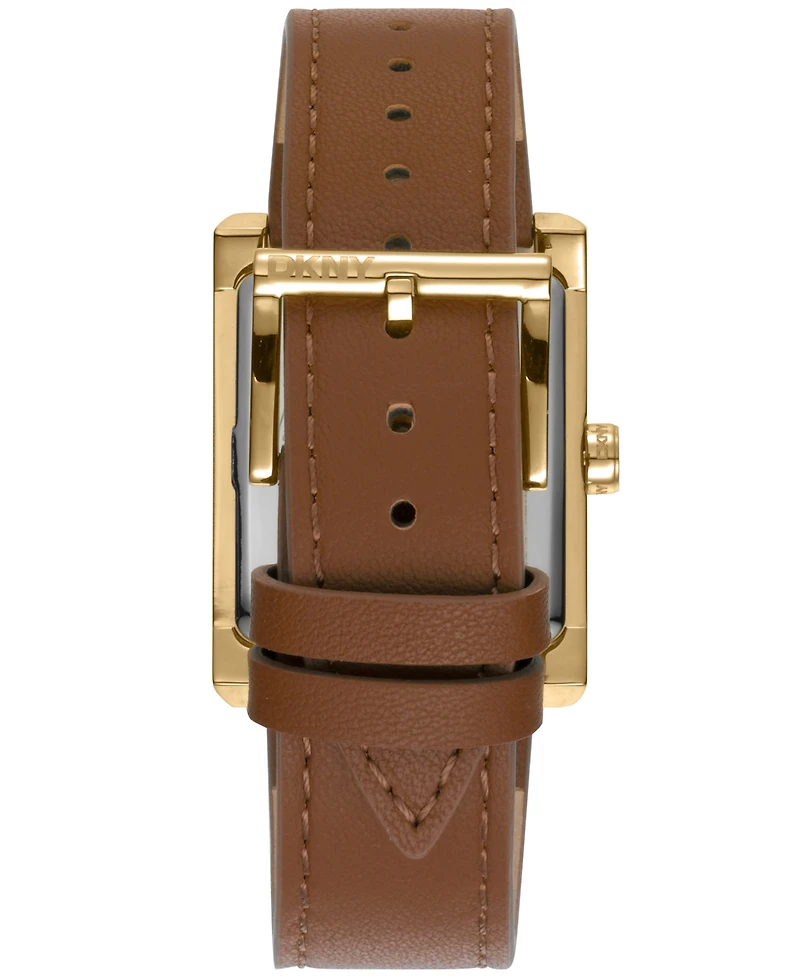 Dkny Women's Westside Maxi White Brown Leather Strap Watch, 41mm
