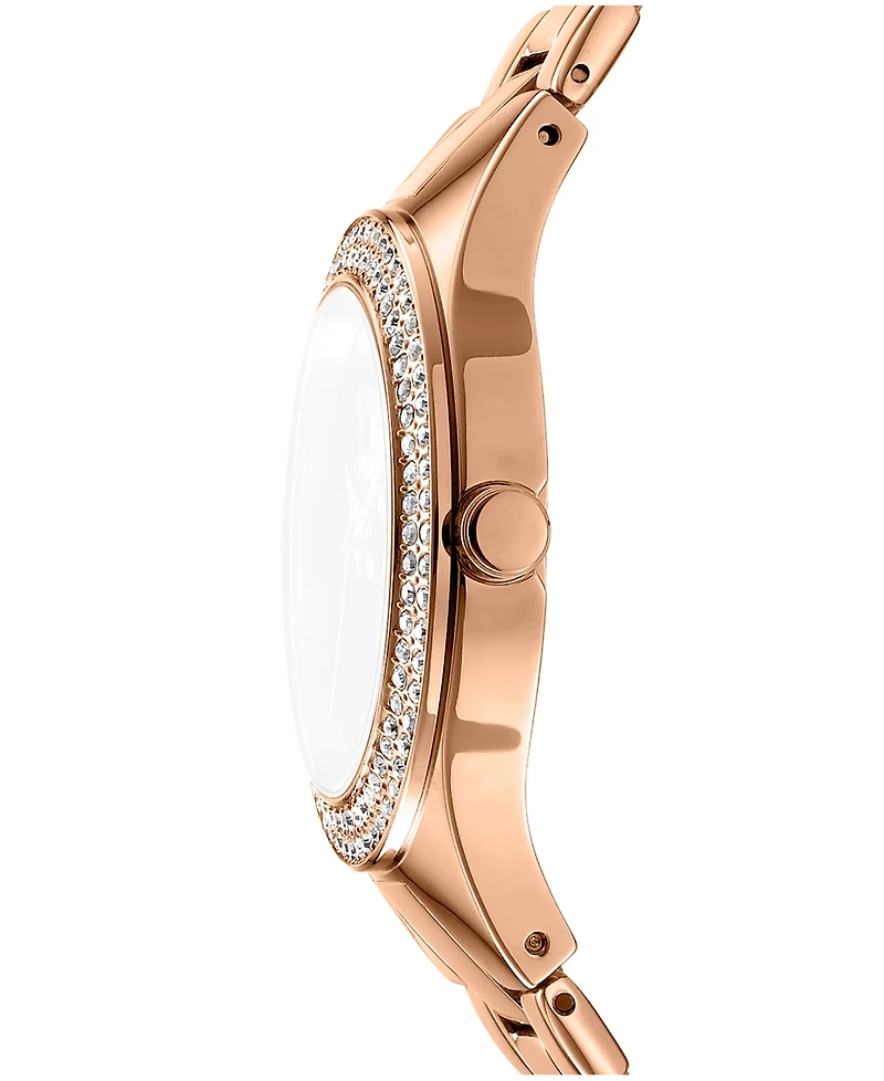 Dkny Women's Parsons Glitz Rose Gold-Tone Stainless Steel Bracelet Watch, 38mm