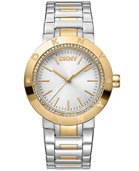 Dkny Women's Eastside Logo Silver Dial Gold Two-Tone Stainless Steel Bracelet Watch 36mm