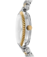 Dkny Women's Essential Glitz Silver Dial Gold Two-Tone Stainless Steel Bracelet Watch 30mm