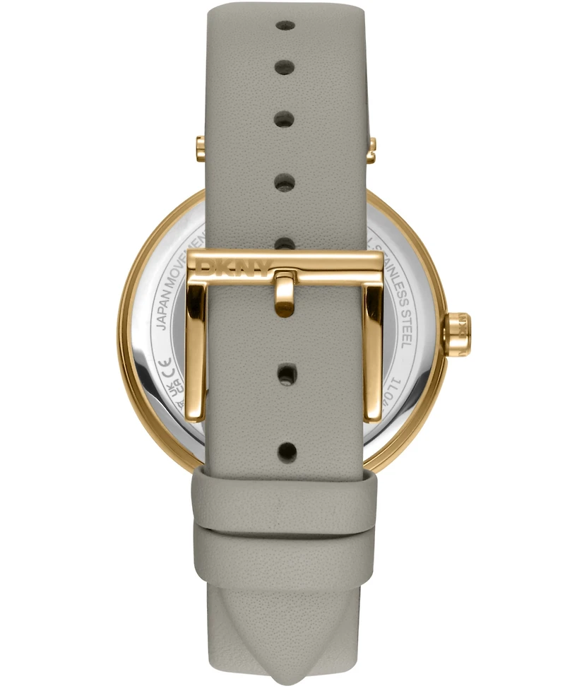 Dkny Women's Essential Logo Gray Leather Strap Watch, 38mm