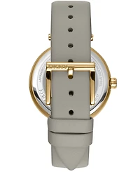 Dkny Women's Essential Logo Gray Leather Strap Watch, 38mm
