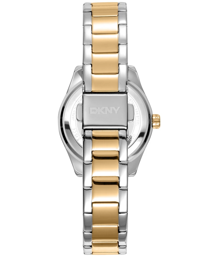 Dkny Women's Chambers Glitz Silver Dial Gold Two-Tone Stainless Steel Bracelet Watch 30mm