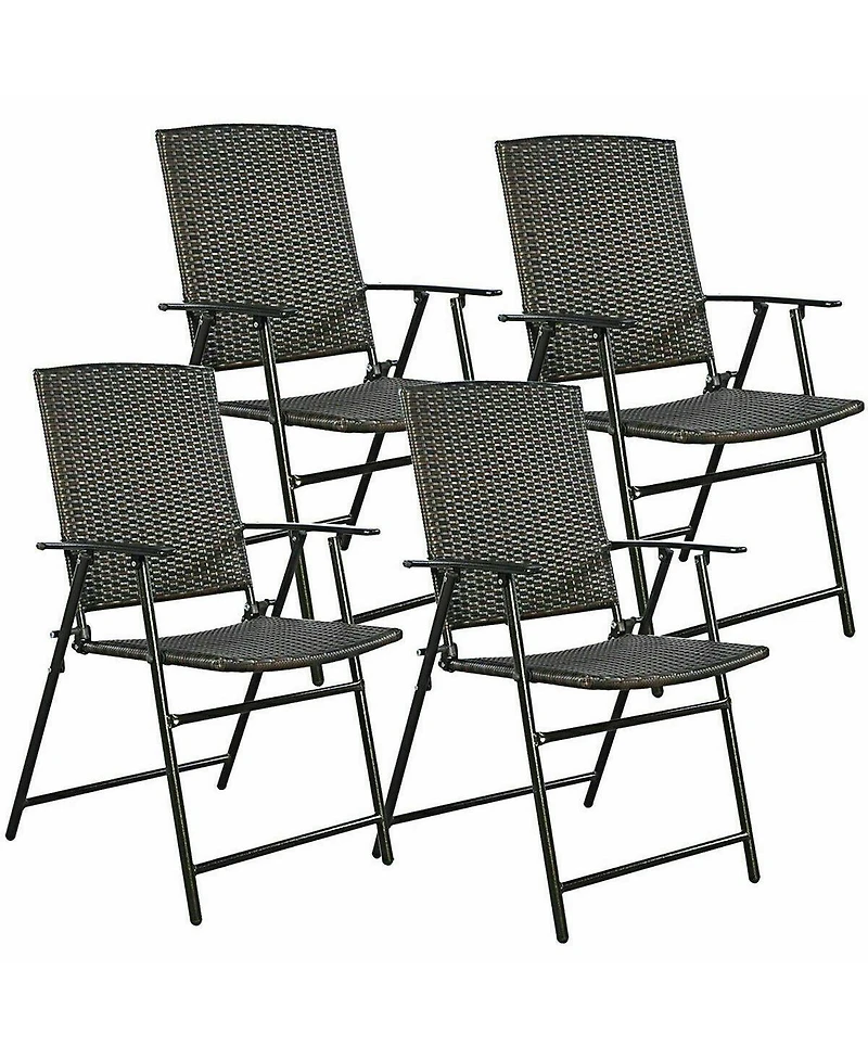 Set of 4 Rattan Folding Chairs