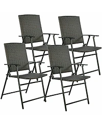 Set of 4 Rattan Folding Chairs