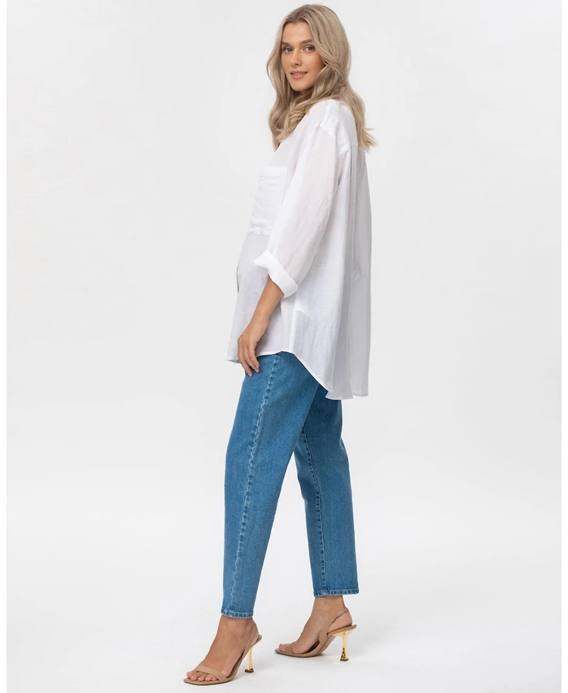 Pietro Brunelli Maternity Oversized Linen Blend Button-Front Lisa Shirt